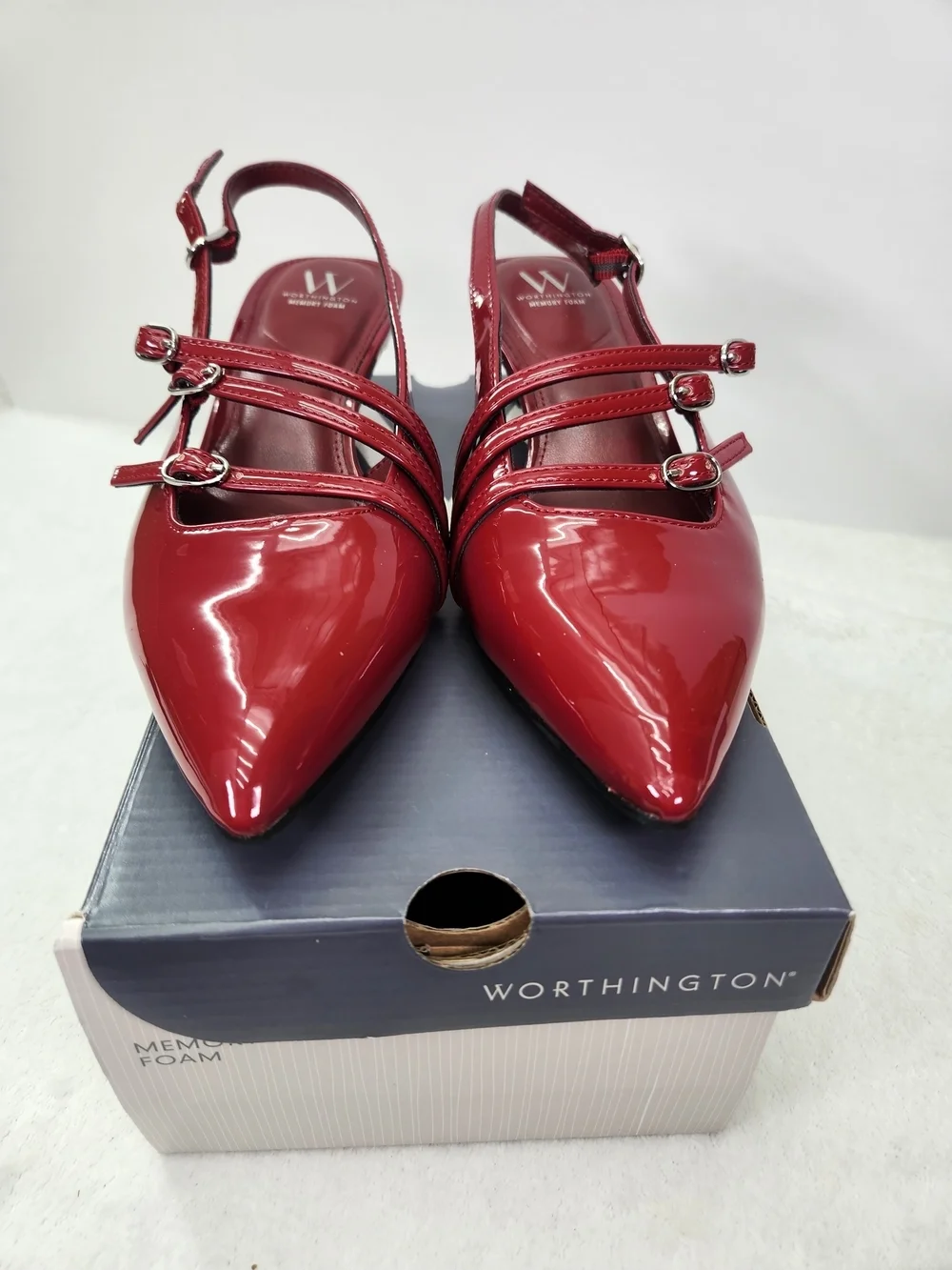 Worthington Burgundy Pointed Closed Toe Kitten Heel Pumps Size 7